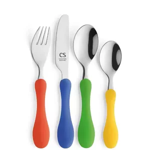 Children's cutlery set CS Kochsysteme BABENY 4 pcs, stainless steel 18/0, mirror finish, coloured plastic handles