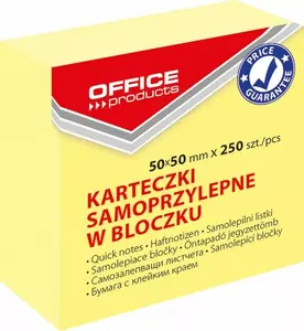 Self-adhesive Note Cube Office Products 50×50 mm 1×250 sheets pastel light yellow