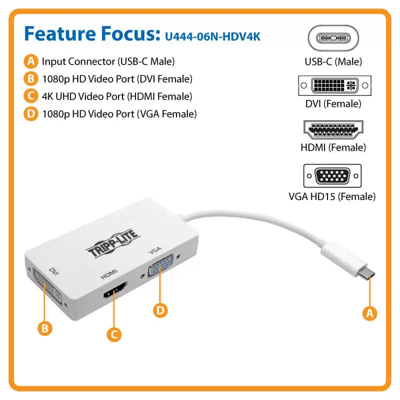 Tripp Lite U444-06N-HDV4K USB-C Мультипортовый адаптер Photo 6