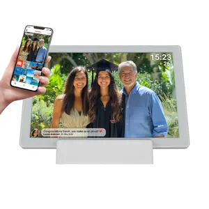 Denver PFF-1070W Digital Photo Frame White with 10.1 Inch IPS Touchscreen, Wi-Fi, 16 GB Storage, and MicroSD Support