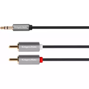 аудиокабель kruger & matz 3.5 мм jack на 2x RCA (Cinch) 10 м серебристый KM1215
