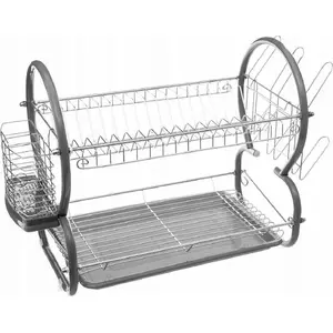 Dish rack 2-tier with cutlery basket, 5_five model 146478, grey