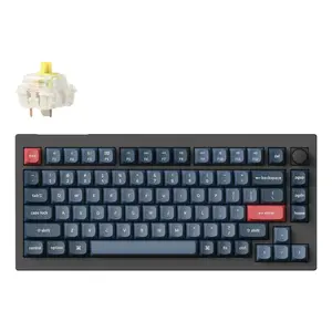 Keychron V1 Max Keyboard Universal USB RF Wireless Bluetooth Black Grey 75% Mechanical