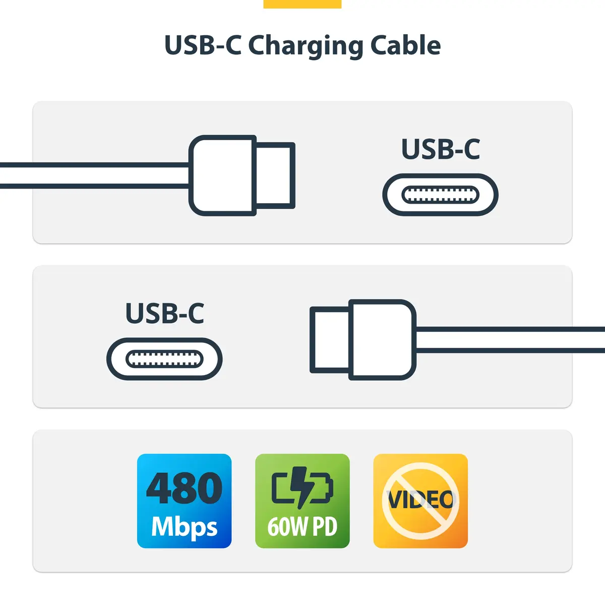 StarTech USB-C Charging Cable 60W 1m White Photo 4