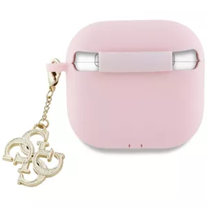 Protective silicone case GUESS for AirPods 4G with charm, model GUA4LECG4P, pink
