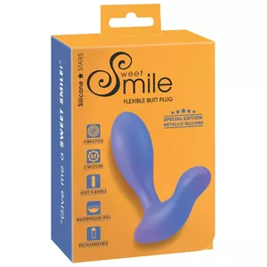Anal vibrator Sweet Smile Metallic silicone, dual-motor flexible butt plug, rechargeable, waterproof, 11.5×Ø3.4 cm