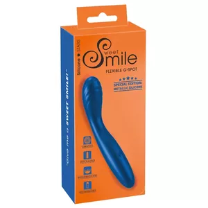 G-spot vibrator Sweet Smile Flexible Silicone Metallic Purple, 18 cm total, waterproof, 10 vibration modes, rechargeable