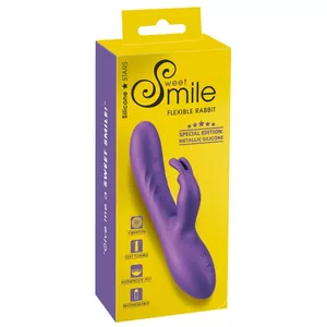 Vibrator Sweet Smile Flexible Rabbit Metallic Silicone, rechargeable, waterproof, total length 18.3 cm, insertion 10 cm, Ø 3.3 cm