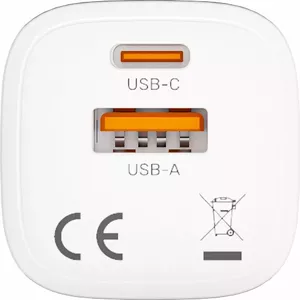 Сетевое зарядное устройство Unitek P1125AWH01-EU — 1×USB-A и 1×USB-C, Quick Charge до 33 Вт, белое