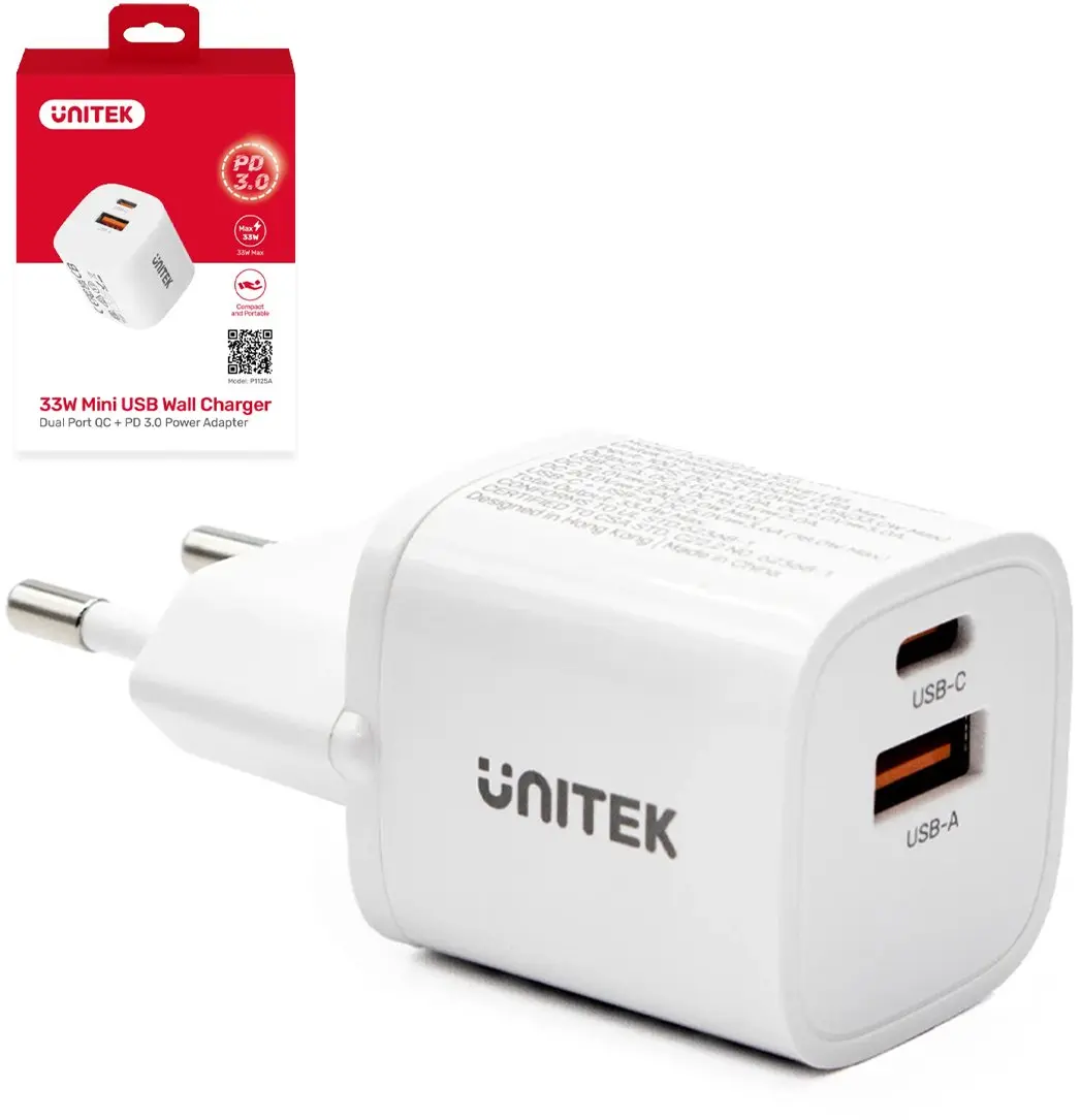 Sienas lādētājs Unitek P1125AWH01-EU — 1×USB-A