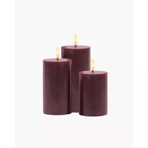 Sirius Home 80602 LED Electric Candle Set, Bordeaux, 3 Pieces