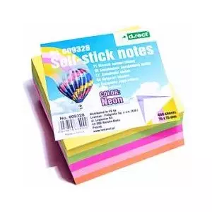Self-adhesive Sticky Notes D.Rect 75 x 75 mm Neon – pack of pads