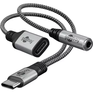 WENTRONIC USB-C adapter with USB-C pass-through and 3.5mm AUX — model 74524
