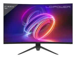 LC-Power LC-M27FC-V1 27" Izliekts spēļu monitors Full HD 1920 x 1080 LCD 180Hz 3.6ms VA AMD FreeSync Melns un sarkans