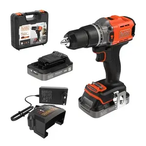 Pistoles veida urbis Black & Decker BCD383D2XK-QW 18 V, 2 Ah x2, patrona 13 mm, oranžs