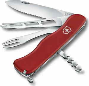 Нож для сыра Victorinox Cheese Master V-0 83 красный со съемным лезвием и вилочкой