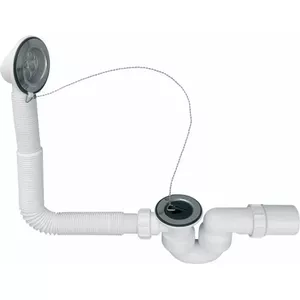 Drain and overflow set McAlpine HC30-EX with strainer and metal-mounted rubber plug