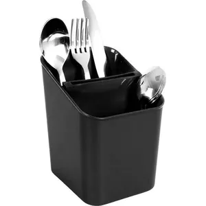 Kitchen utensil holder Vilde model 229046-C — black cutlery drainer/stand with basket and container