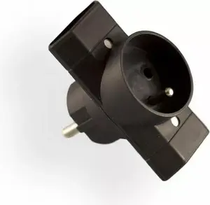 Elgotech R-21-2 Plug-in Power Splitter, 1 Socket with Grounding and 2 Sockets without Grounding