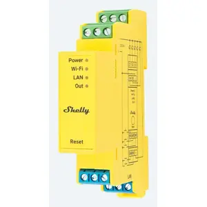Shelly RGBWW LED controller Pro RGBWW PM wireless Bluetooth/Wi‑Fi, DC 12–24V, yellow, 19×69×94 mm