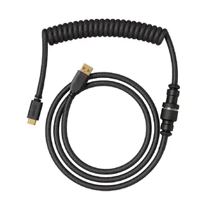 Coiled USB cable GLORIOUS GMMK Phantom Black 1.5 m, detachable keyboard cable