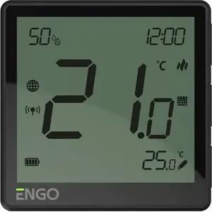 Piestiprināms Engo temperatūras regulators T9EONEBATB — ZigBee, ar bateriju, melns