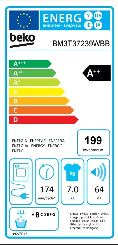 BEKO BM3T37239WBB 9 kg heat pump tumble dryer Photo 5