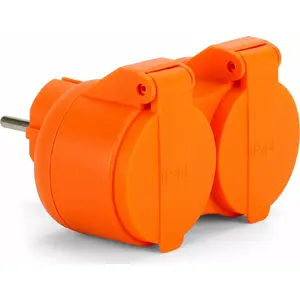 Montis double outlet splitter 2×2P+Z 16A 250V IP44 orange MT089
