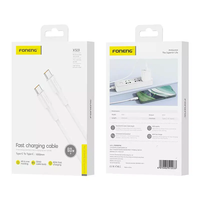 Кабель USB-C на USB-C FONENG XS01 60 Вт Photo 2