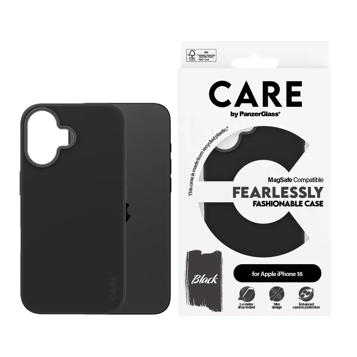 Cover PanzerGlass CARE by Fashionable Case Black w. MagSafe iPhone 16 Photo 2