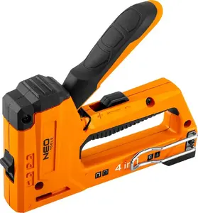 Upholstery stapler 4in1 NEO tools TOP-16-030 — aluminium body, uses 6–14 mm J/G/L/E staples