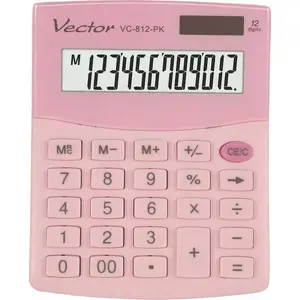 Kalkulators Vector Smart modelis VC-812 PK — galda kalkulators ar pamata aritmētiskajām un procentu funkcijām