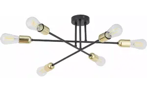 Потолочная лампа TK_LIGHTING Vista 6673, 6×15 Вт E27, черно‑золото