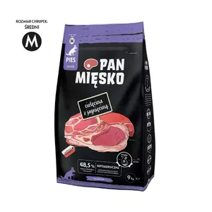 Dry dog food pan miĘsko Veal with Lamb Senior Crunchy M 9 kg — complete diet for older medium dogs, 23% protein, 15% fat