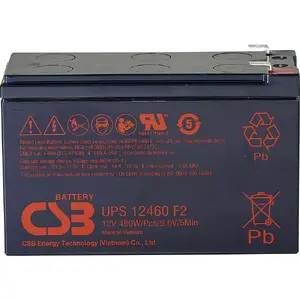Aizvērta AGM uzlādējamā baterija csb battery UPS12460F2 12V 9Ah priekš UPS un rezerves barošanas