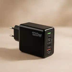 Sienas lādētājs Riff RF-120W — 120 W kopā, 2x USB-A (QC3.0) un 3x USB-C