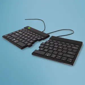 R-GO Tools R-Go Split Break v2 Ergonomiska sadalīta tastatūra, QWERTY ASV izkārtojums, vadu USB savienojums, šķērveida taustiņi, mini formāts, melna