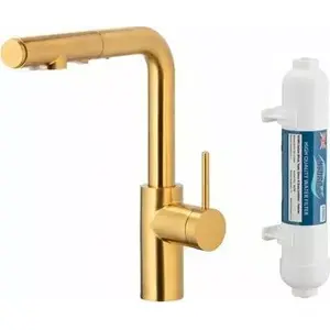 Кухонный смеситель kfa² DUERO PURE BASIC с выдвижным изливом и фильтрацией воды, brushed gold