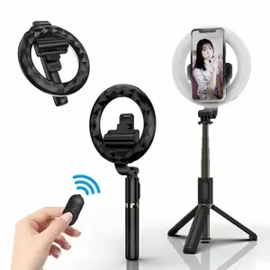 Selfie Stick E-LIGHT L07, max length 90 cm, with ring LED light and tripod