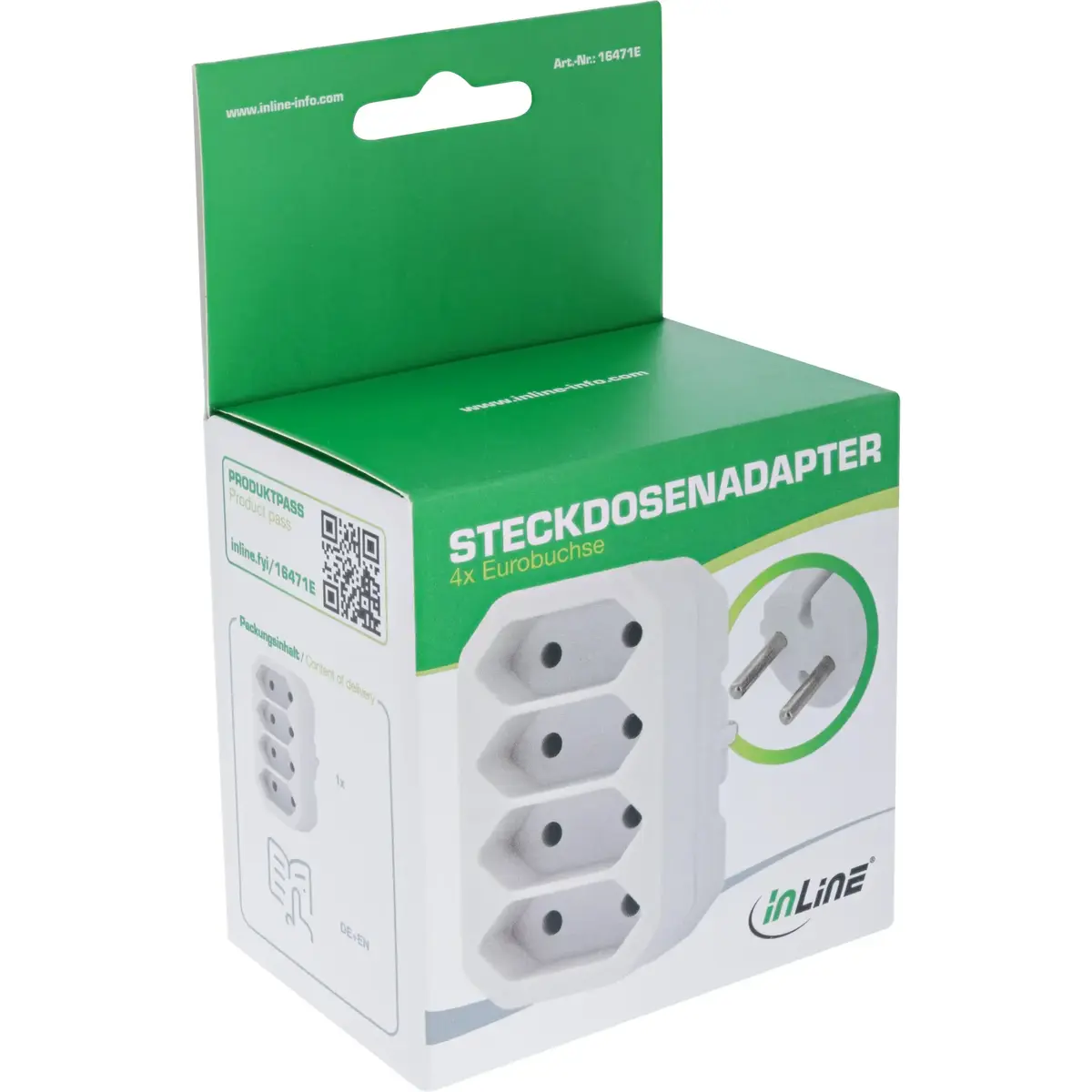 InLine 16471E Power Extension Adapter White Photo 4