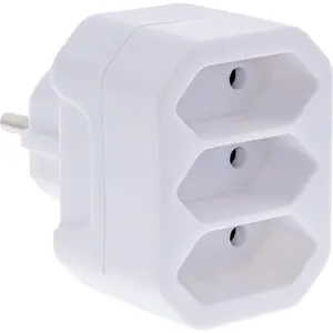 InLine 16471A Power Extension Adapter White with Schutzkontakt Plug and 3 Euro Sockets
