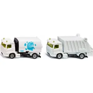 Toy vehicle set Siku Municipal: road sweeper and garbage truck, metal/plastic, white, age 3+