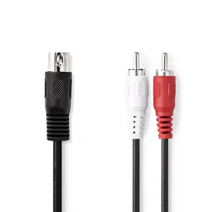 Audio cable Nedis CAGL20200BK10 — 1 m, DIN 5‑pin (male) to 2×RCA (male), nickel contacts, AWG28, black