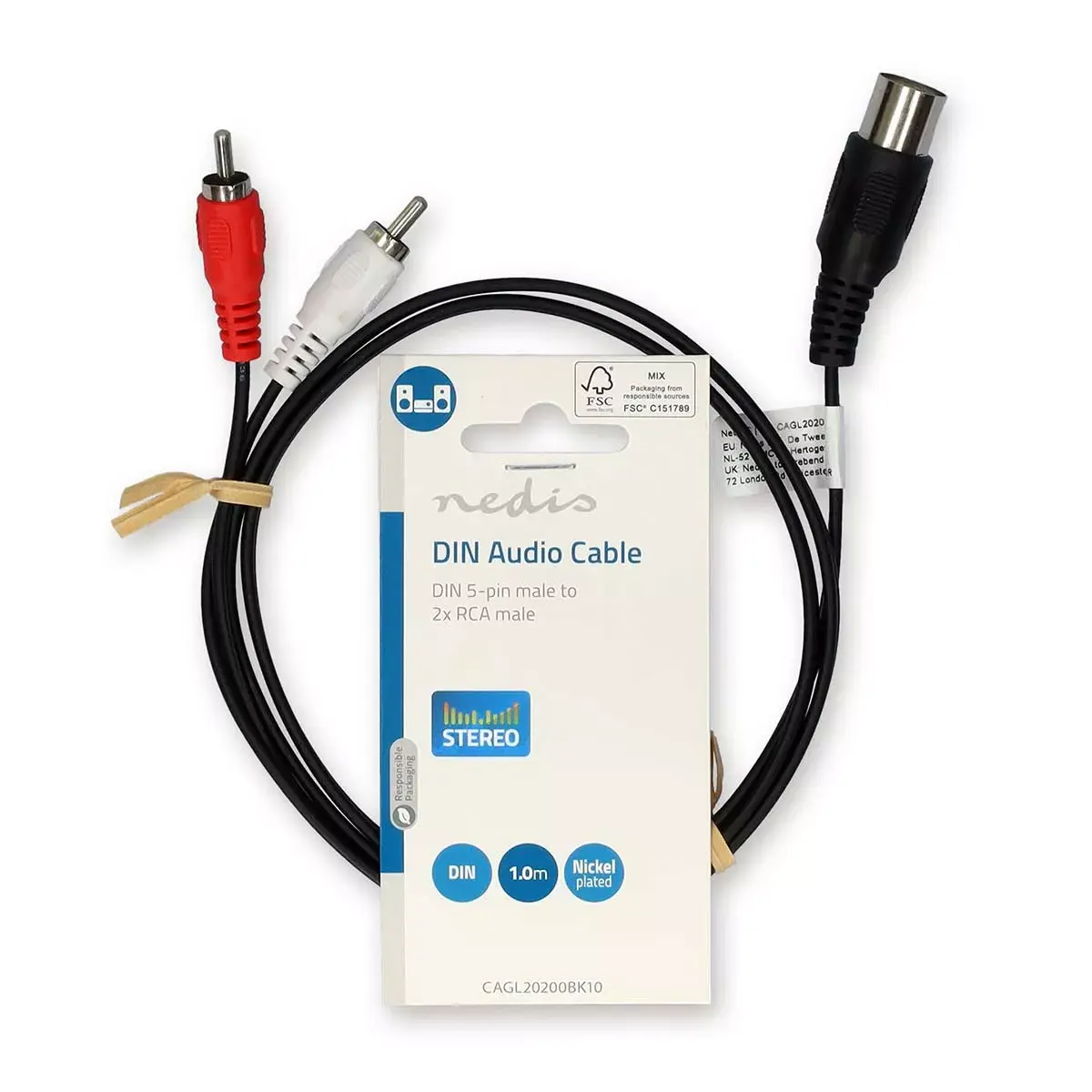 Nedis CAGL20200BK10 audio cable 1 m DIN to 2×RCA Photo 3