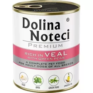 Влажный корм для собак Dolina Noteci Premium — телятина с зелёным горошком, 800 г, 78% влаги, 12% белка