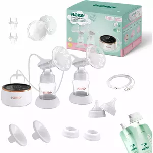 Elektriskais dubultais krūšu sūknis neno Bella Twin Moon — bezvadu, divfāzu, LCD, 150 ml pudelēm, perlamutra