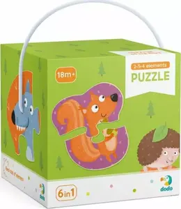 Puzles Dodo Dodo Puzzle 2-3-4 «Meža dzīvnieki» (406195) — bērnu puzļu komplekts ar dažādu lielumu gabaliņiem