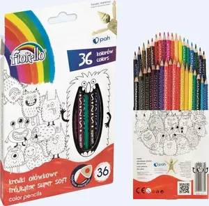 Colored Pencils Fiorello Kredki Super Soft 36 colors, triangular, sharpened