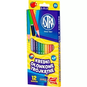 Colored pencil set Astra 12 colors triangular wooden pencils 312110002