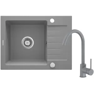 Granite sink deante ZQZAS11A 1-bowl with drainer
